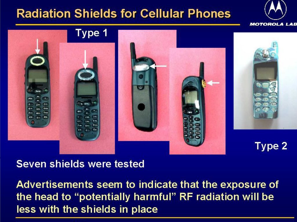 Radiation Shields for Cellular Phones, Motorola research