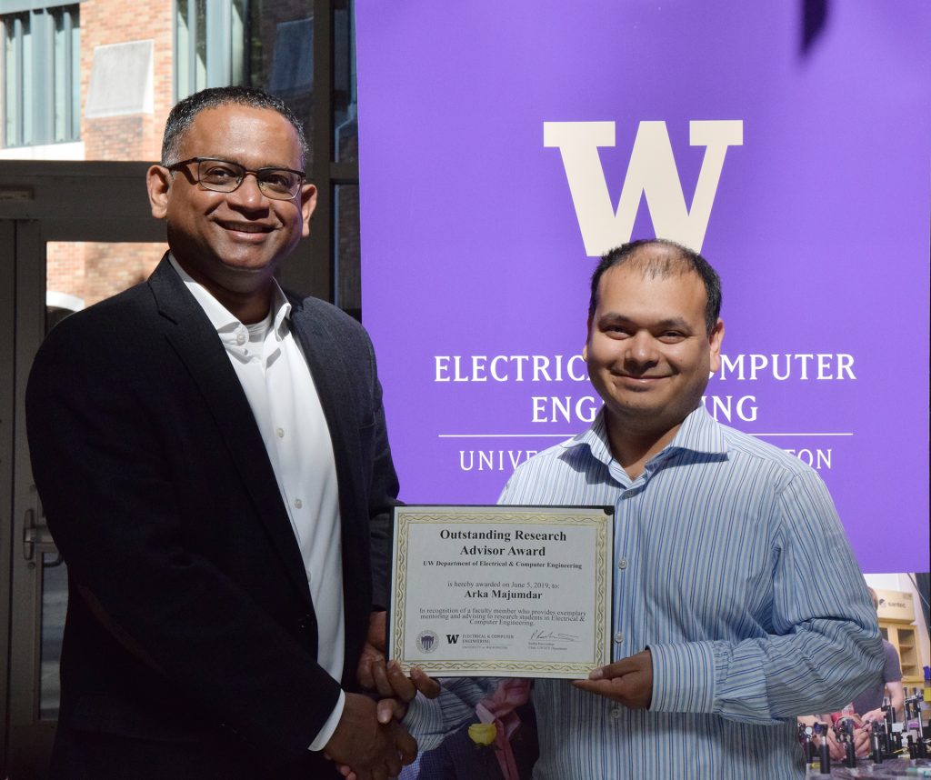 Former UW ECE Chair Radha Poovendran with Professor Arka Majumdar
