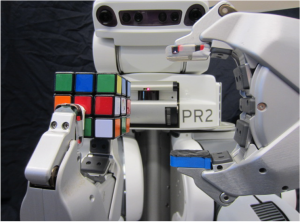 A robot using non-contact pre-touch sensing to solve the Rubik’s Cube.