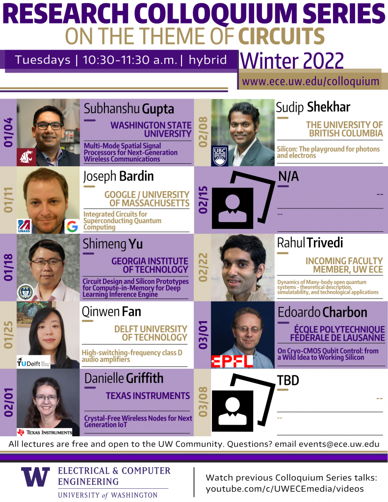 Uw Winter 2022 Time Schedule Research Colloquium Lecture Series | Uw Department Of Electrical & Computer  Engineering