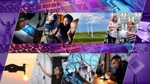 Photo illustration of undergraduate students working on cutting-edge research projects