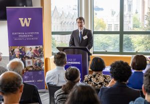 UW ECE Professor and Chair Eric Klavins speaking at the Investiture