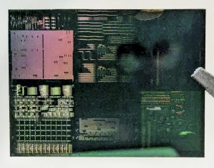 A close up view of the new optical chip designed by UW ECE and Physics Professor Arka Majumdar and his research team.