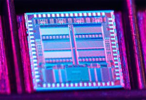A closeup of a microchip